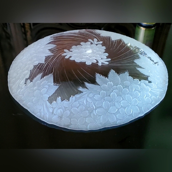 15 1/2" Centerpiece "Flower Blossom" 🌸 Clr Frosted by Tiffin-Franciscan - Picture 5 of 9